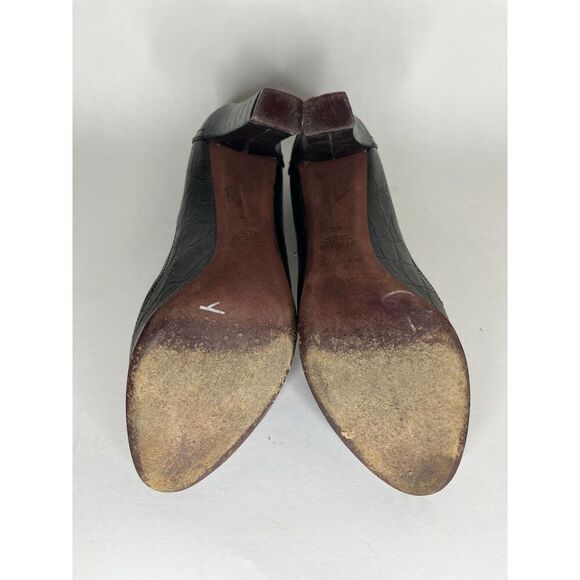 Furla Black Leather Croc Embossed Platform High Heels Women Sz 40EU/9.5M US - Picture 6 of 13
